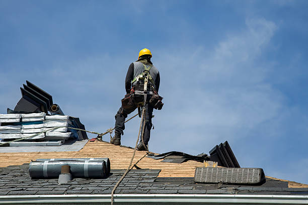 Professional Gutter Installation technician working in Cambridge, IL